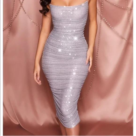 Ohpolly silver embellished midi dress - Picture 1 of 2